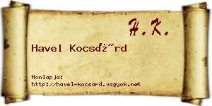 Havel Kocsárd névjegykártya